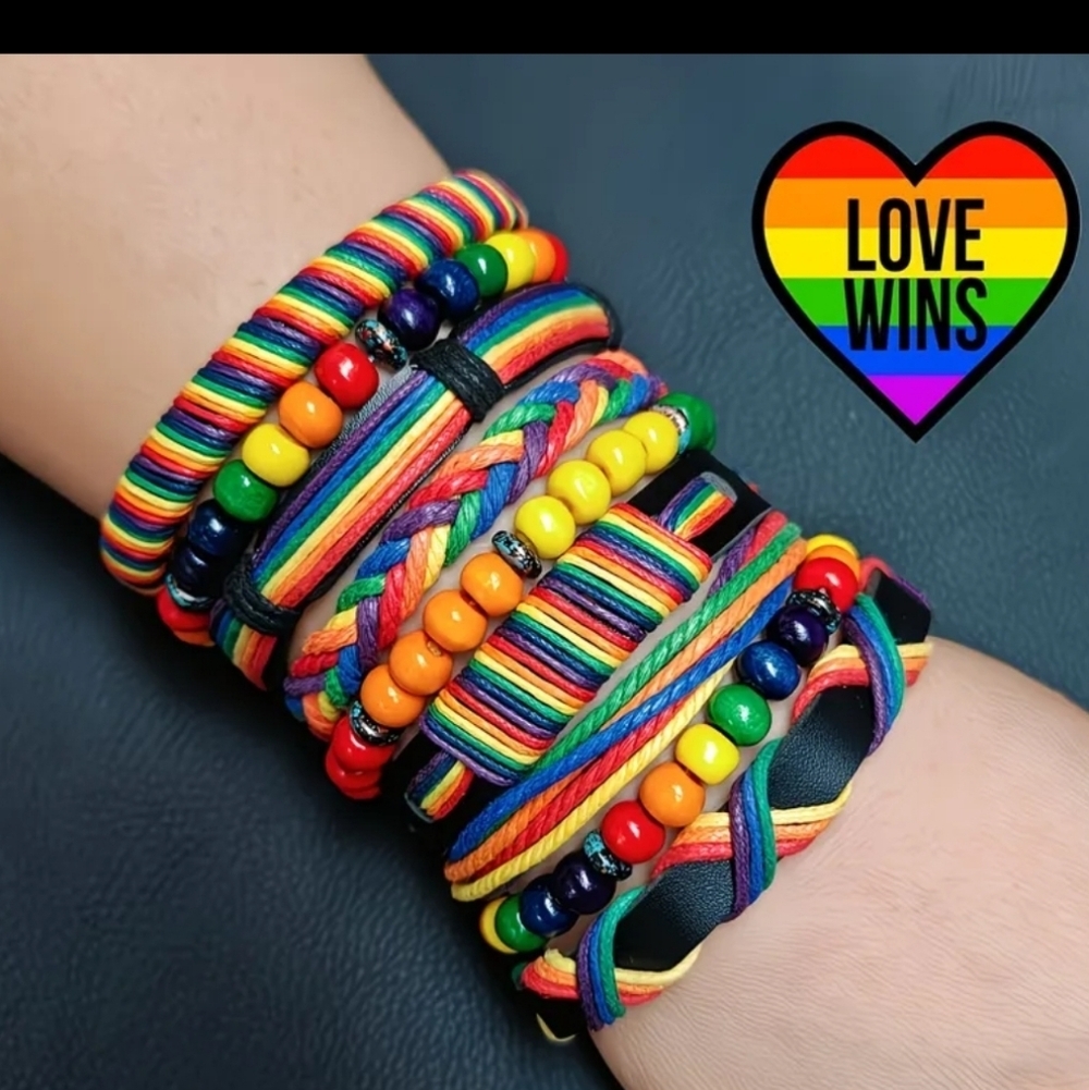 🆕️🏳️‍🌈 9 PIECE COLOURFUL RAINBOW BRACELET SET 🏳️‍🌈